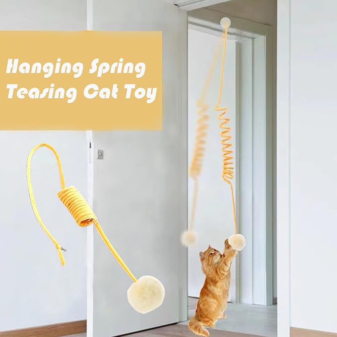 Cat Toy 8 Pcs Feather Teaser Wand Toy Cat Fishing Pole Toy Cat Toys for Indoor Cats Cats Including Cat Balls Spring Hair Balls