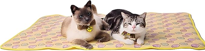 NACOCO Pet Cooling Mat Cat Dog Cushion Pad Summer Cool Down Comfortable Soft for Pets and Adults (S, Yellow)