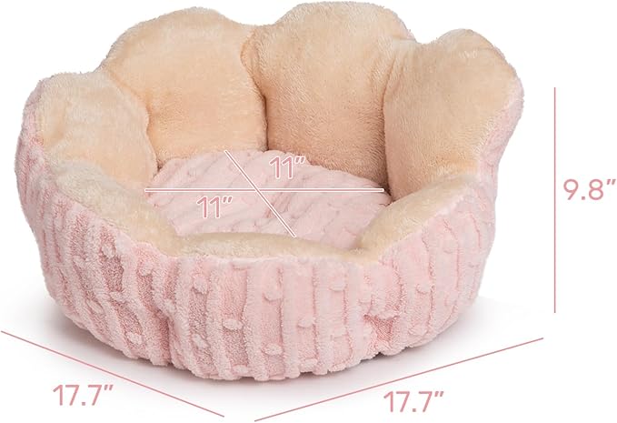 Hollypet Calming Cat Beds for Indoor Cats - Cute Cactus Pet Beds, Fluffy Puppy Bed, Non-Slip Extra Small Dog Bed, Pink