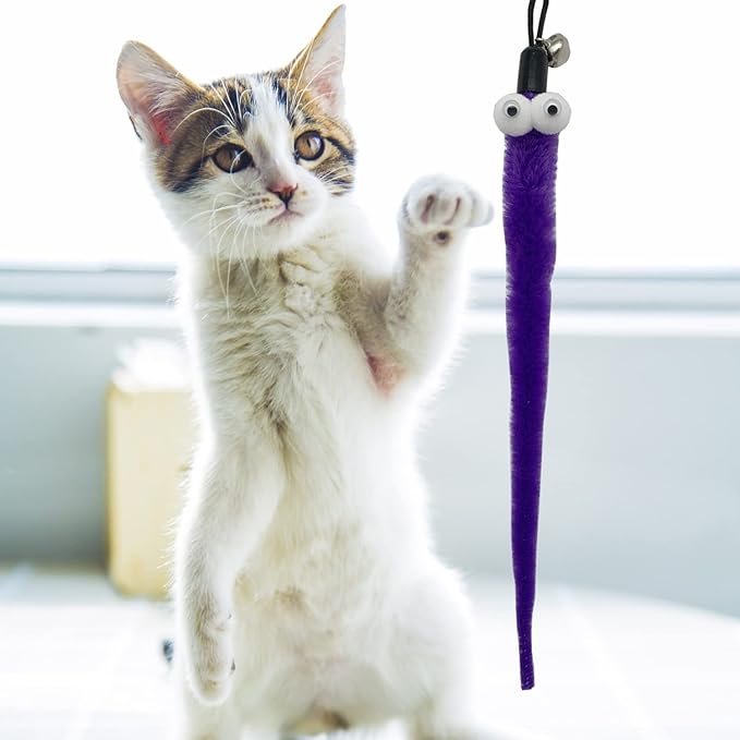 Cat Worm Toy Cat Wand Replacement, 8 PCS Worms Cat Toy Assorted, Cat Wand Attachments Teaser Worm for Cat Toys