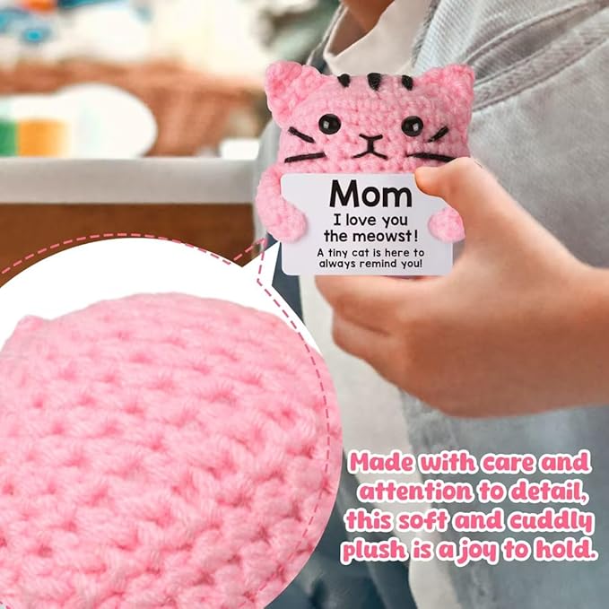 Birthday Gifts for Mom Grandma Positive Crochet for Mother Mom Grandma Aunt,Emotional Crochet Small Birthday Gifts Pink