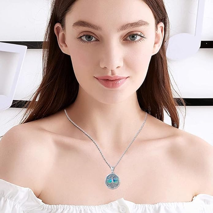 Aniu Cremation Jewelry for Ashes S925 Sterling Silver Urn Necklace Memorial Necklace for Human Ashes of Loved Ones Keepsake Pendant for Men Women