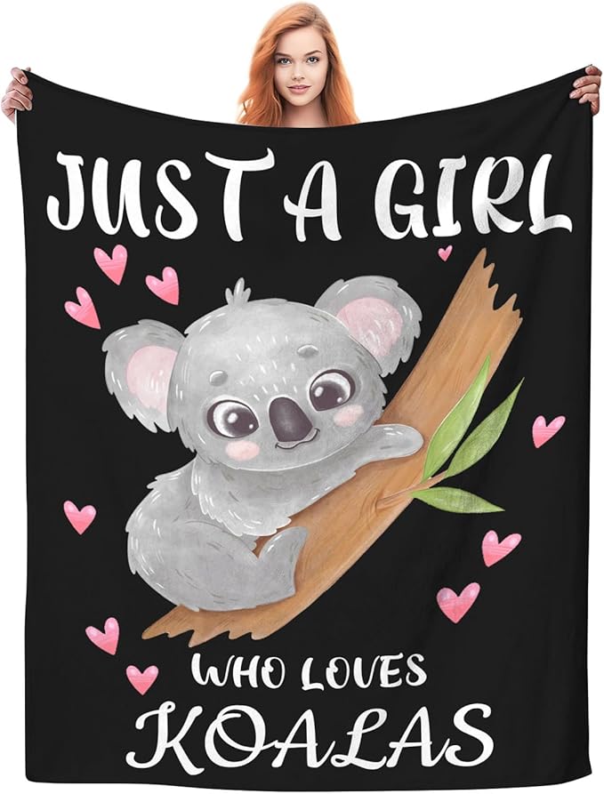 Koala Blanket Ultra Soft Flannel Throw Blanket Just a Girl Who Loves Koalas Blankets for Kids Adults Women Gifts 50"X 40"