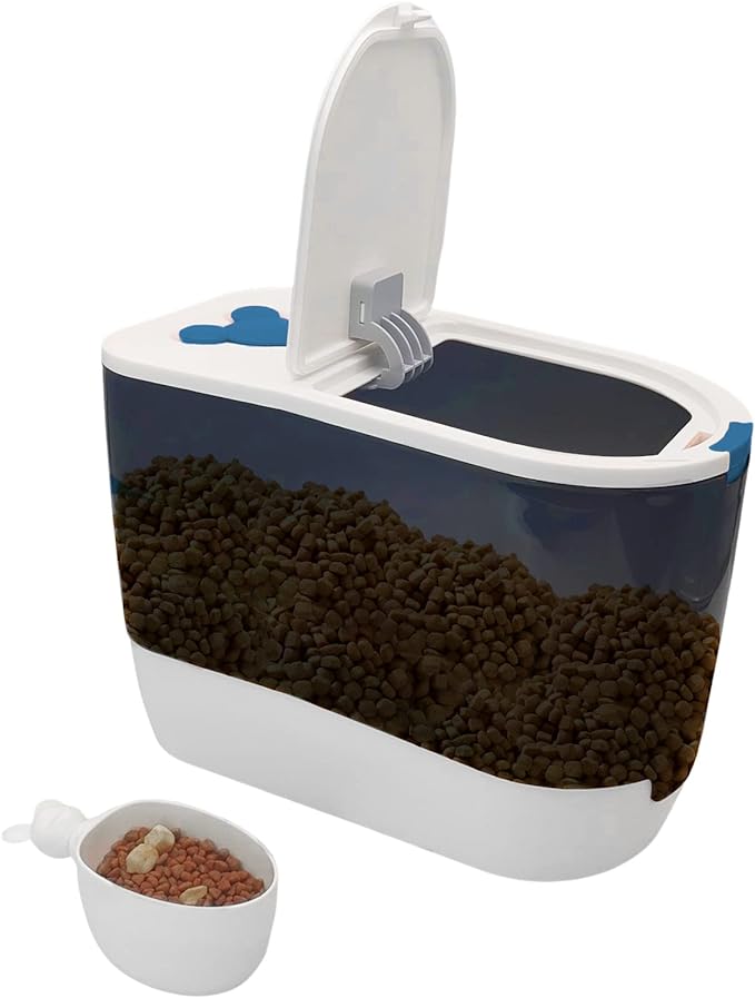 BNOSDM Large Airtight Cat Food Storage Container for Pet Dog Foods Storage Bins with Scooper Translucent Plastic Pets Dogs Cats Birds Dry Feed Dispenser, Kitchen Rice Cereal Flour 12 lb