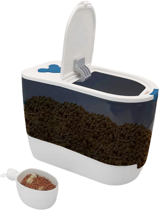 BNOSDM Large Airtight Cat Food Storage Container for Pet Dog Foods Storage Bins with Scooper Translucent Plastic Pets Dogs Cats Birds Dry Feed Dispenser, Kitchen Rice Cereal Flour 12 lb