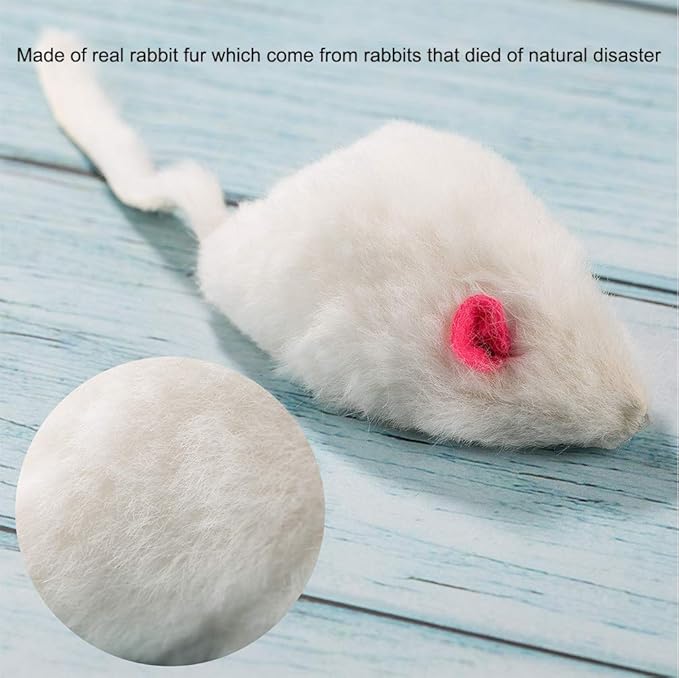 Yangbaga Mice Rattle 14 Pack, Cat Toys Rainbow Mice for Cats and Kittens (14 pcs BLK&WHT)