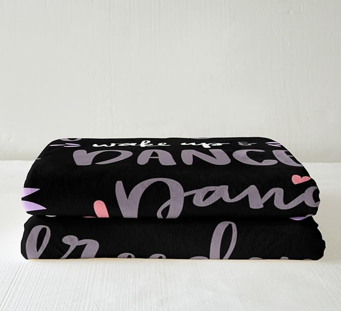 Feelyou Hippie Graffiti Fuzzy Sherpa Blanket Dance Life Fleece Throw Blanket Soft Cozy Fluffy Plush Blanket for Girls 50"X60"