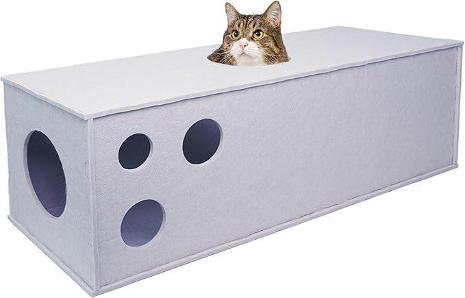 Cat Tunnel, Aberatail Cat Hideaway Tunnels for Indoor Cats, Soft Felt Cat Toy with Interactive Peek Hole, Cat Cave and Cube for Small Medium Large Cats