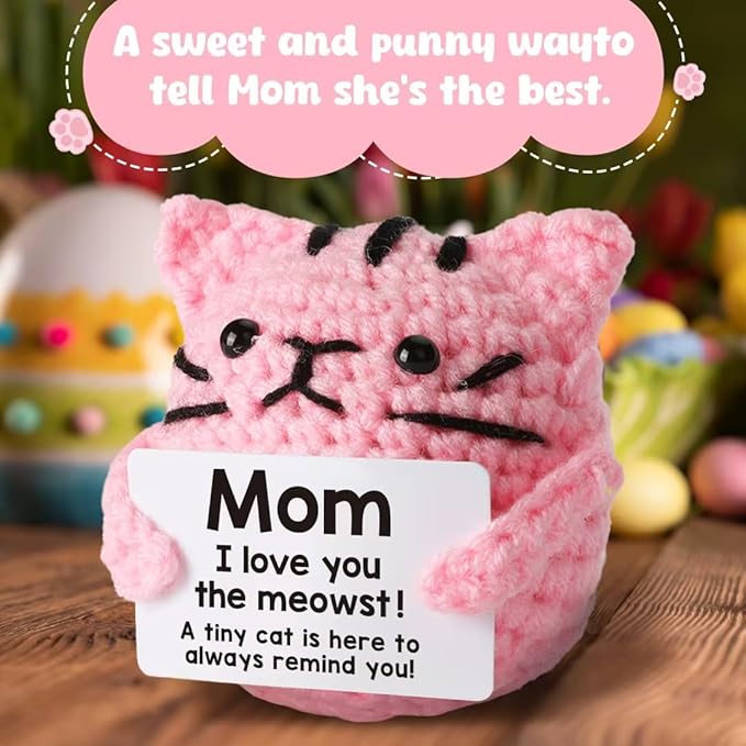 Birthday Gifts for Mom Grandma Positive Crochet for Mother Mom Grandma Aunt,Emotional Crochet Small Birthday Gifts Pink