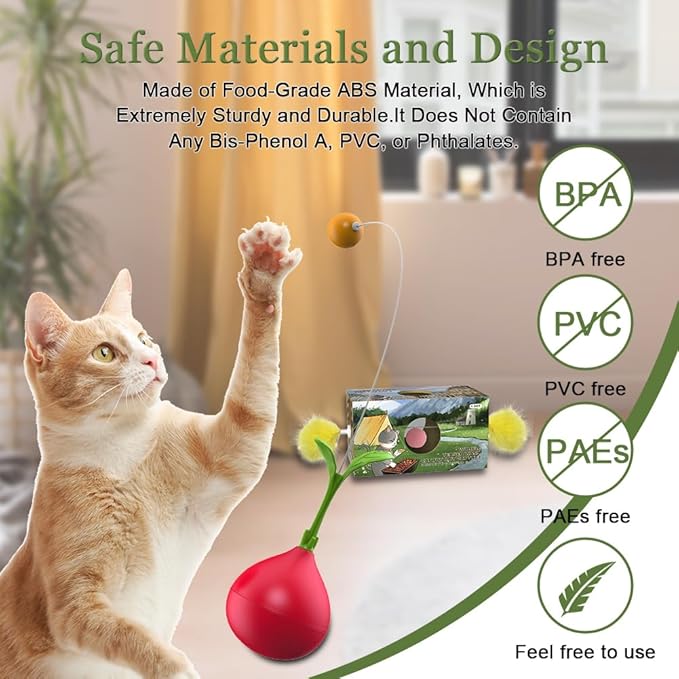 Abnaok 2-in-1 Cat Toy, Cat Interactive Toys for Indoor Cats Kitten Tumbler Balls Kitty Feather Toy, Cat-Digging Hole Toy Suitable as a Birthday Gift