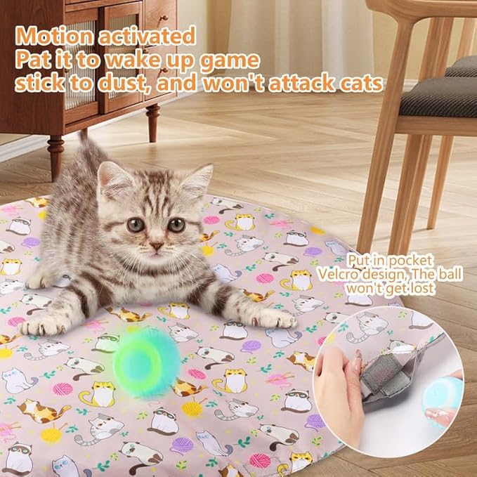 Interactive Cat Toy for Indoor Cats Electronic Rolling Ball Toy Rechargeable Kittens Toy Hide and Seek Mouse Catching Game(Dark Brown Bag)
