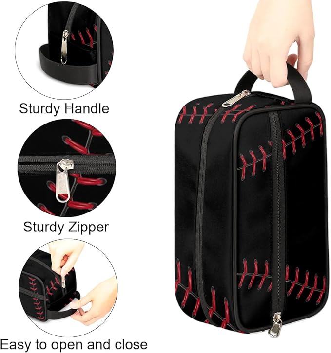 Boys Toiletry Bag for Kids Dopp Kit Waterproof Baseball Theme Hanging Wash Bag Cosmetic Bag Medicine Bag for Travel Sports Shower Essential