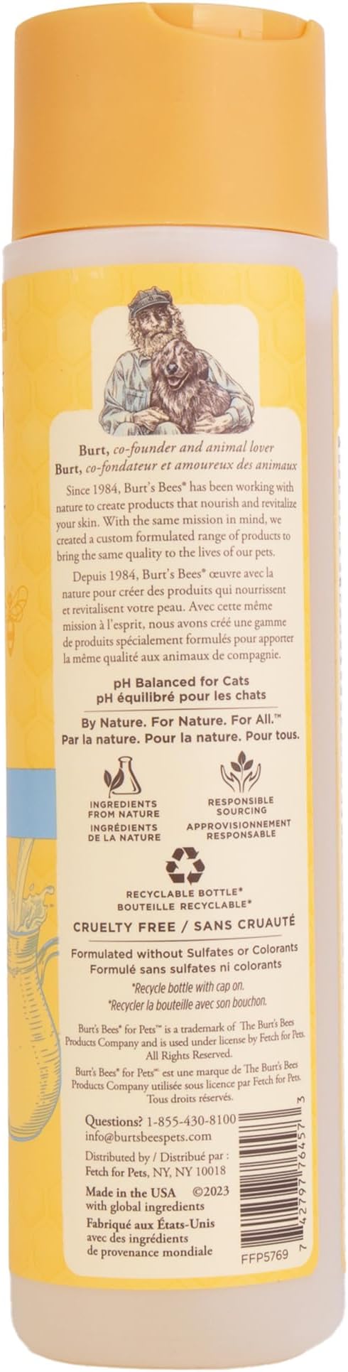 Burt's Bees for Pets Tearless Kitten Shampoo with Buttermilk, 2pk, 99.3% Natural Origin Formulas, Pet Shampoo for Cats, Gentle Cat Shampoo, Cat Shampoo for Itchy Skin, 2pk, 10 oz