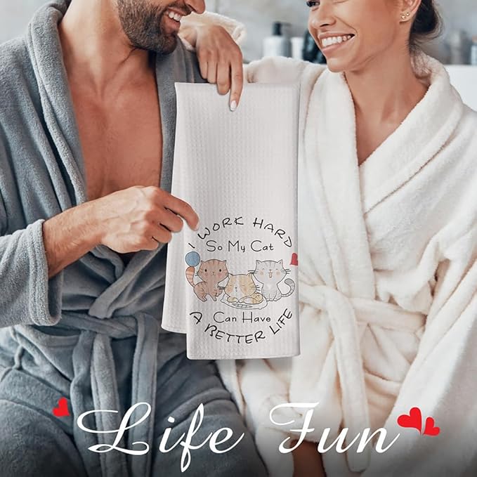 Cat Dish Towels,Cat Towels,Cat Mom Gifts,Cat Hand Towel,Cat Kitchen Towels,Cat Kitchen Accessories,Cat Lady Gifts, Gifts for Cat Lovers for Women,Crazy Cat Lady Gifts,Decorative Kitchen Towels