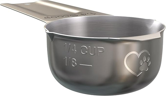 Color Up Dog and Cat Food 1/4 Scoop Premium Pet Food Measuring Cup - Stainless Steel (1/4 Scoop (1/4 Cup))