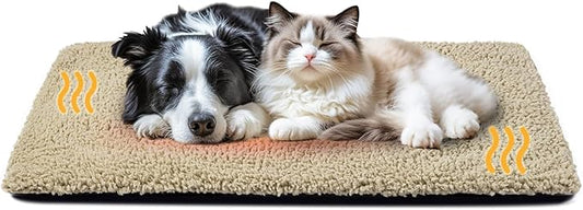 Miguel Self Heating Dog Mat, 48 X 28 inch Self Warming Dog Bed for Indoor Outdoor, Non Electric Dog Pad Thermal for Large Dogs, Washable Crate Mat with Removable Washable Cover (Light Brown,XXL)