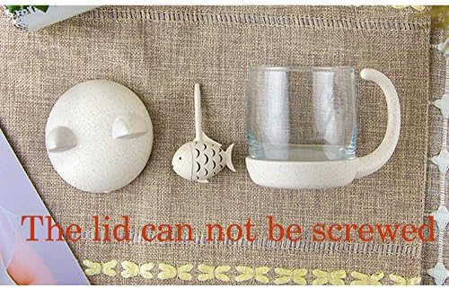 BigNoseDeer Cat Tea Cup Cute Mug Glass Pot with Fish Infuser for Loose Leaf Tea (White 8oz)