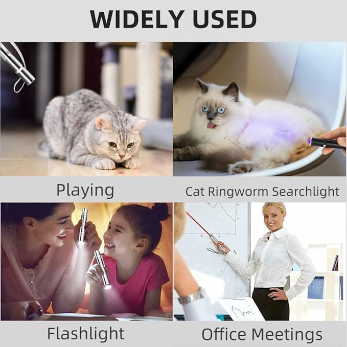 Laser Pointer Cat Toys with Torch and Money DetectorBuilt-inBattery USB Charging 7 Modes to Choose from for Teasing and Interacting with Your Pet