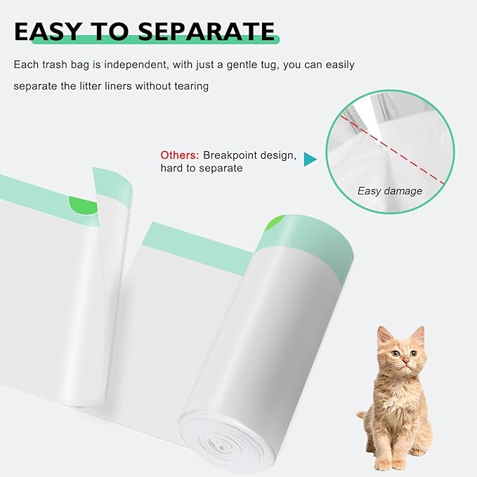 75 Pack Cat Litter Box Liner Bags Compatible with Litter Box Robot 4 and 3 Automatic Cat Litter Box, Thick Heavy Duty Drawstring Self-cleaning Litter Box Waste Drawer Liners, 9-11 Gallons Trash Bags