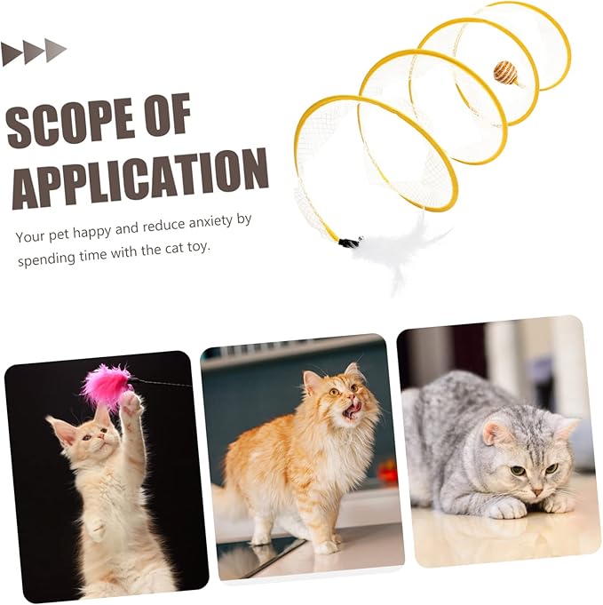 Foldable Cat Tunnel Toy for Kittens Interactive Scratching Plaything with Crinkle Ball Feather Indoor Cat Activity Tunnel Design for Fun and Engagement