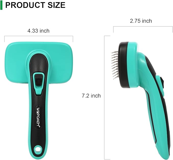 Dogs Self Cleaning Slicker Brush for Shedding & Grooming Short Long Haired Pets, Removes Loose Fur, Undercoat, Mats, Tangled for Large Medium Small Sensitive Skin of Cats. Easy to Cleaning