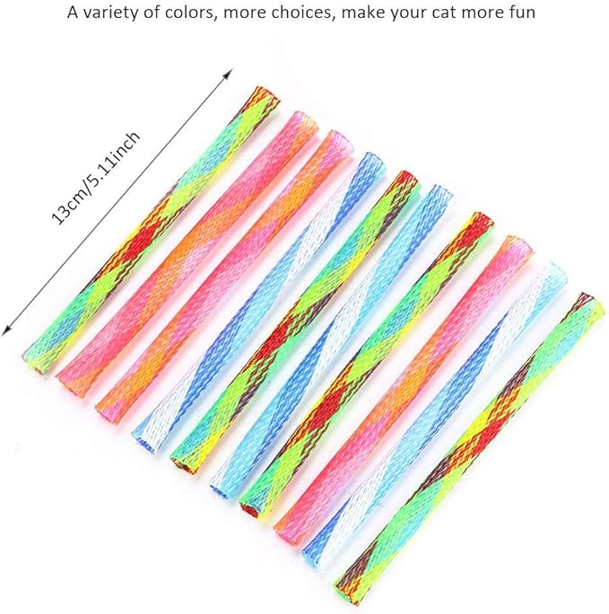 Cat Spring Tube Toy, 10Pcs Freely Folding Spring Shape Multi Color Cat Bouncing Toy Fun Pet Action Interactive Toys