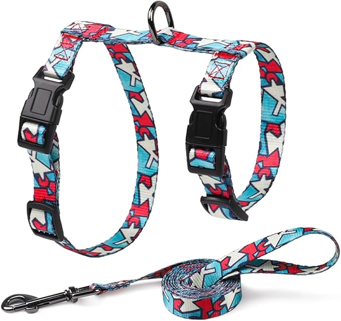 Cat Harness Escape Proof Cat Harness and Leash Set for Walking Soft Adjustable Kitten Harness for Small Large Cats(Multicolor)