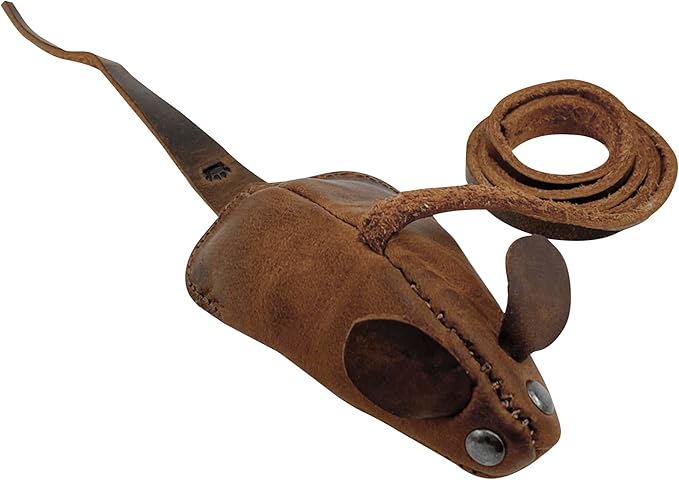 TACO DOG, Stuffed Mouse Cat Toy Handmade from Full Grain Leather - Bourbon Brown