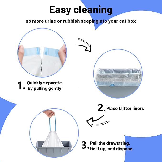 120 Count Extra Large Cat Litter Box Liners, Cat Litter Waste Receptacles Bags for MeoWant MW-SC01/MW-SC02/MW-LR01 Self-Cleaning Cat Litter Box
