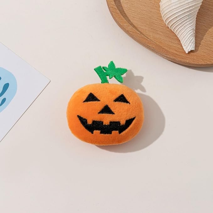 4PCS Halloween Pumpkin Cat Squeaky Toys Interactive Plush Pet Toy for Indoor Cats with Squeaker