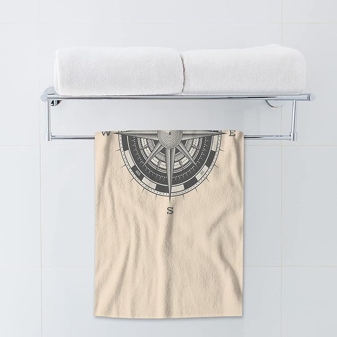 AOYEGO Compass Microfiber Towels Nautical Wind Rose Vintage Compass for Ocean Sailing Sea Bath Towels Kitchen Hand Towels for Women Men Girls Boys 15x30 Inch