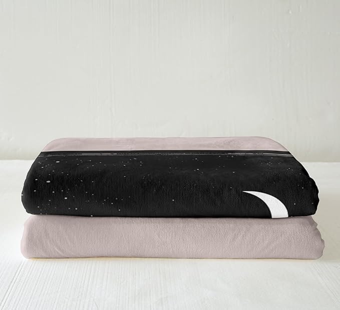 Pet Cats Sherpa Blanket Cute Animals Fleece Throw Blanket for Sofa Couch Bed Cat Sitting On The Window Plush Blanket Moon Star Black White Fuzzy Blanket Grey Bedroom Decor King 87"x95"