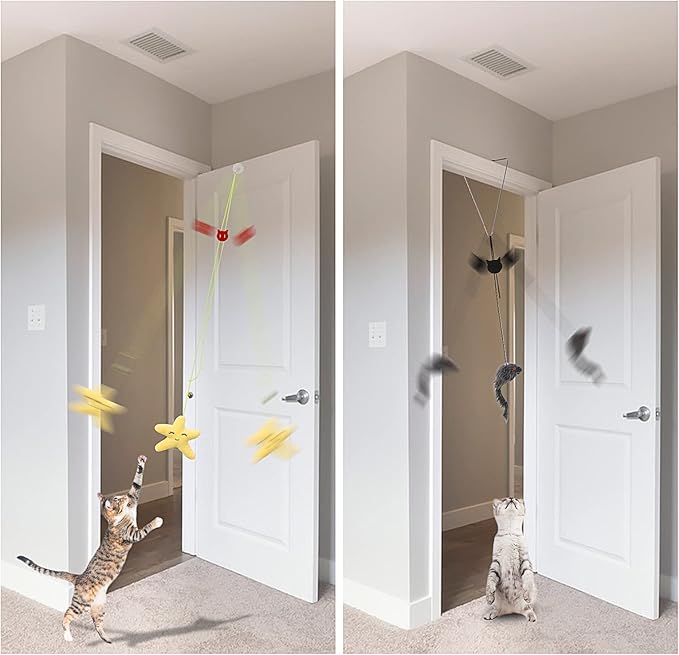 Cat Toys,Mice Toys for Indoor Cats,3 Pack Hanging Door Cat Toys with Tassel,Retractable Cat Toy with Rope Mouse Starfish Caterpillar,Interactive Cat Teaser Toy for Indoor Kitten Play Chase Exercise