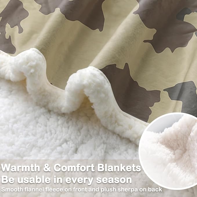 Sleepwish Military Khaki Camo Fleece Throw Blanket for Kids Boys Soft Army Camouflage Sherpa Blanket for Couch Chair, Baby (30"x 40")