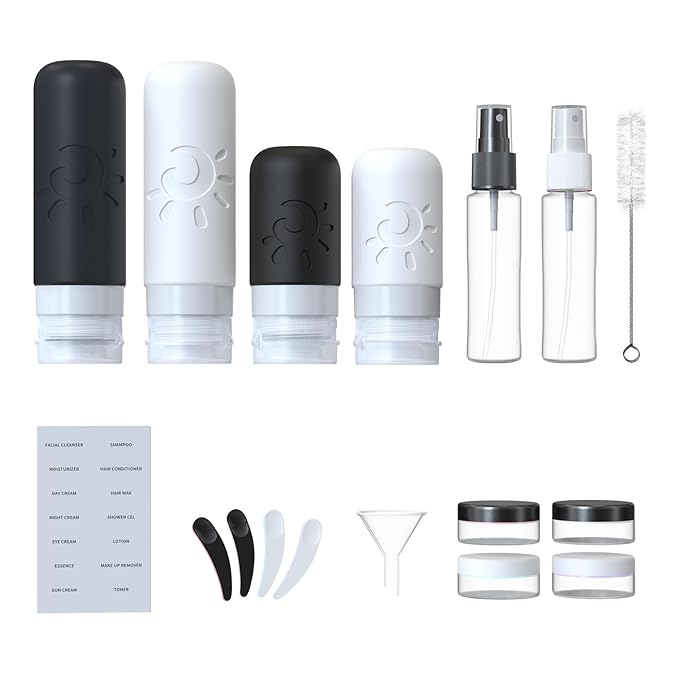 18 Pack travel Bottles for Toiletries, TSA Approved Silicone Travel Containers Leak Proof Refillable Travel Accessories for Shampoo Conditioner Lotion Body Wash(Multicolored G)