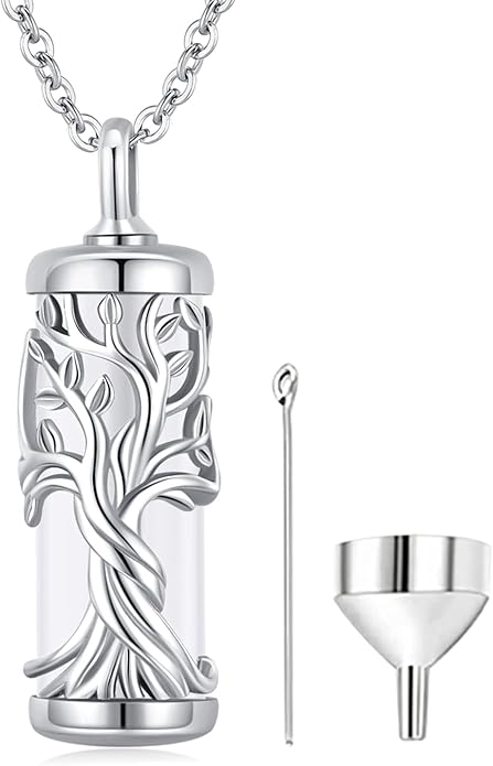 Aniu Cremation Jewelry for Ashes S925 Sterling Silver Urn Necklace Memorial Necklace for Human Ashes of Loved Ones Keepsake Pendant for Men Women