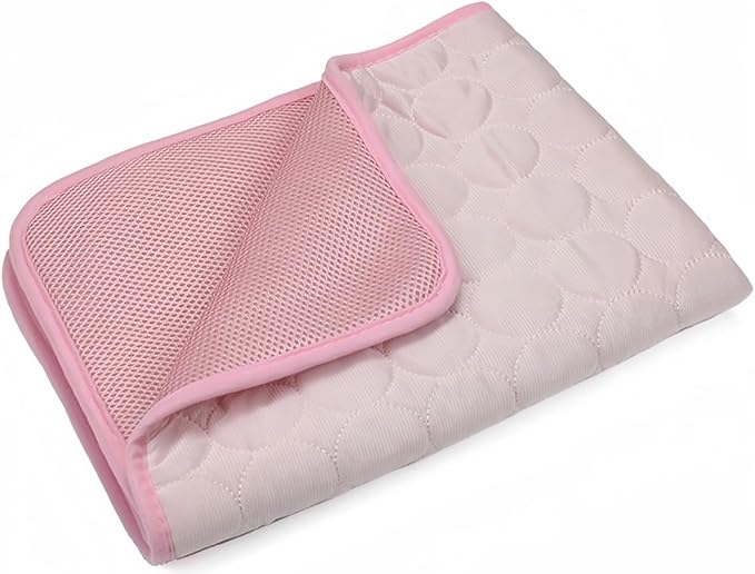 Dog Cooling Mat Washable, Portable Summer Dog Pad, Water-Absorbent Pet Cooling Pad, Ice Silk Self-Cooling Mat for Dog for Kennel/Sofa/Bed/Floor/Car Seats(Pink,11x15in)