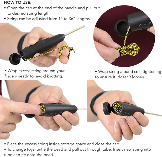 RompiCatz Adjustable Retractable String Wand and Interactive Cat Toy, Bug