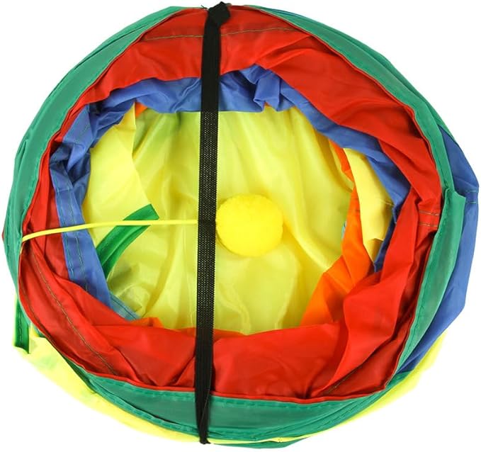 Cat Tunnel Tube Toys, Colorful Tunnels for Indoor Cats, 3 Way Collapsible Interactive Toy Maze House with Peek Holes Dangling Ball for Rabbit, Kitten, Kitty, Puppy