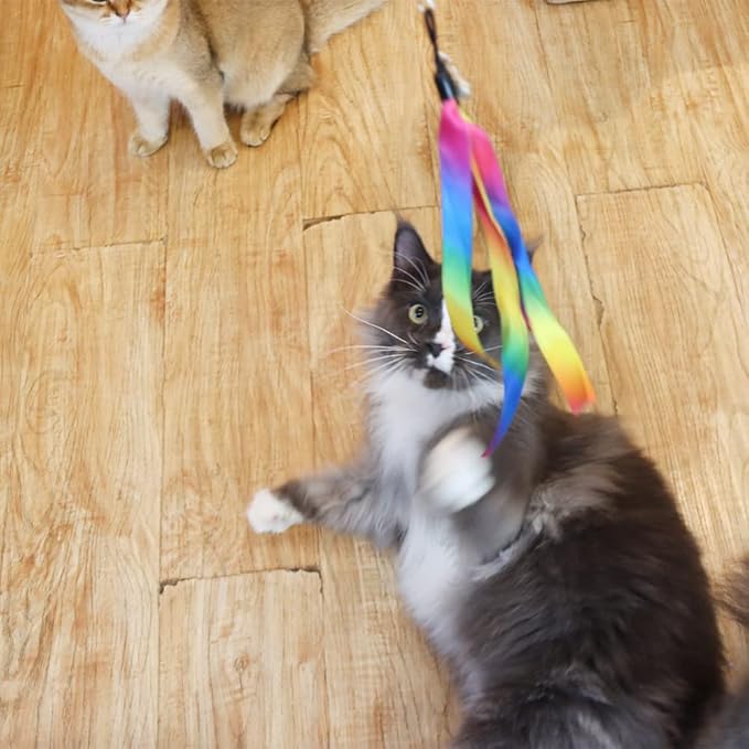 LASOCUHOO Cat Wand Toys Refills, Cat Wand Replacement, Assorted Teaser Refills with Bell for Most Cats, Kittens