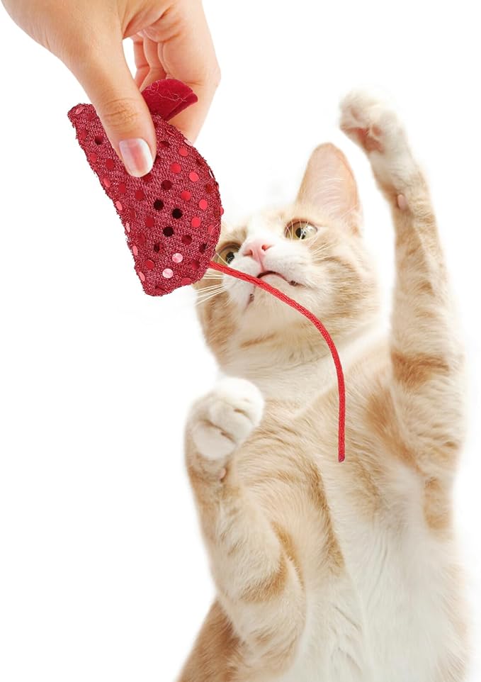 Mipcase 4pcs Simulated Sounding Mouse and Cat Toy Pet Toy Kitten Toys Chew Toy Cat Toys for Indoor Cats Indoor Cats Toys Cat Funny Toys Sequins Cat Mouse Sequin Cloth Cat Mouse Toys