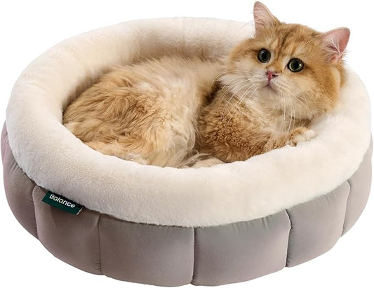 BALANCE Round Cat Beds for Indoor Cats - Donut Dog Beds for Small Dogs, Washable Pet Bed for Puppy and Kitten with Anti-Slip Bottom