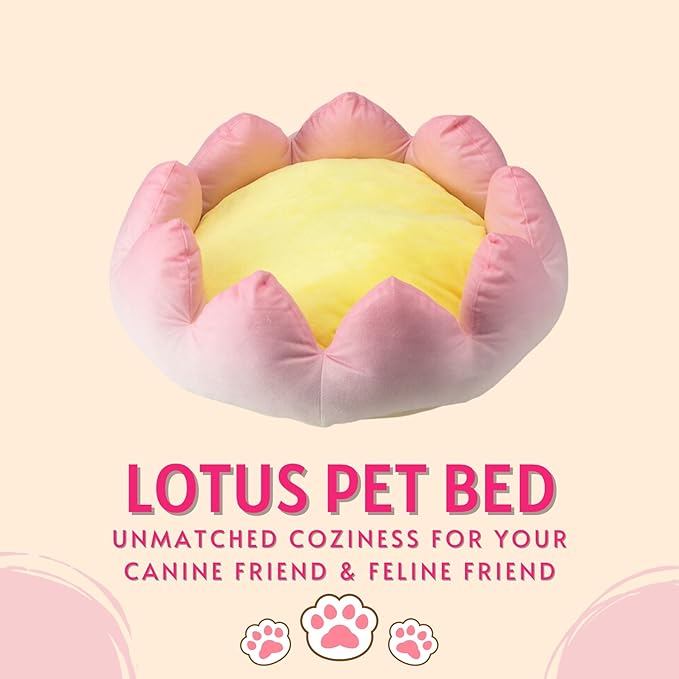 Lotus Flower Shaped 22.5“ Cat Bed and Dog Bed - Ultra-Soft, Plush, and Irresistibly Comfy - Ideal for Small to Medium-Sized Cats and Dogs - Symbolic Elegance