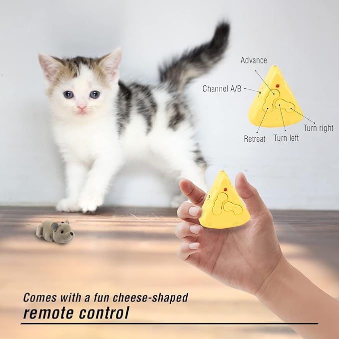 CSD Interactive Cat Mouse Toy - Mouse Hunting Cat Toy - Fake Rat Toy Mouse for Cats with Remote Control - Interactive Cat Pet Toy for Boredom, Physical & Mental Stimulation - Realistic Mouse Toy