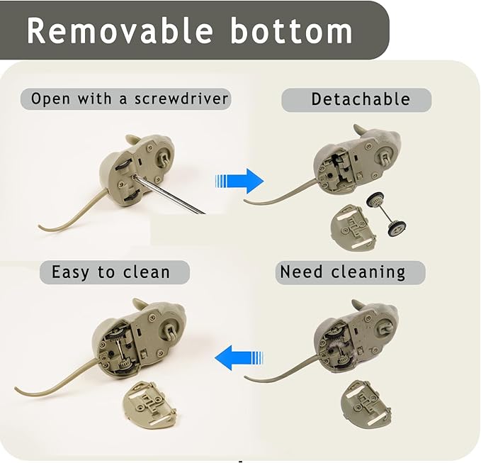 Interactive Cat Toys for Indoor Cats Remote Control Mouse Automatic Moving Cat Toy with Automatically Sense Obstacles and Escape Moving Electric Mouse Cat Toy for All Breeds Cat Boredom Exercise, Gray