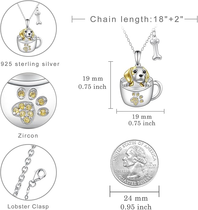 Black Cat/Pug/Boston Terrier/Capybara/Yorkie/Beagle/Maltese/Corgi Necklace 925 Sterling Silver Cute Animal Jewelry for Women