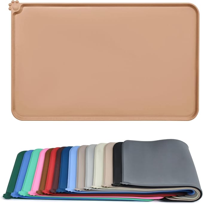 AUDWUD Silicone Waterproof Pet Feeding Mats,Anti Slip Bowl Pad,Dog Mat for Food and Water