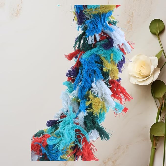 2Pcs Bird Swing，Bird Swing Toy，Bird Colorful Cotton Rope Hanging Ring Parrot Preening Grooming Chew Climb Biting Toy ，Large Bird Toys