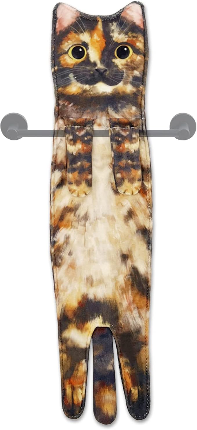 Hand Towels for Bathroom Kitchen,Cute Cat Quick-Dry Hanging Hand Towels Decorative for Bathroom Face Towels,Funny Gifts for Cat Lovers (Ginger)