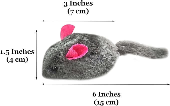SunGrow Squeaky Plush Mice for Cats, 3 Tug Squeaker Chews for Kittens' Interactive Fun, Hide and Seek Activity, Soft Stuffed Fetch for Ferrets